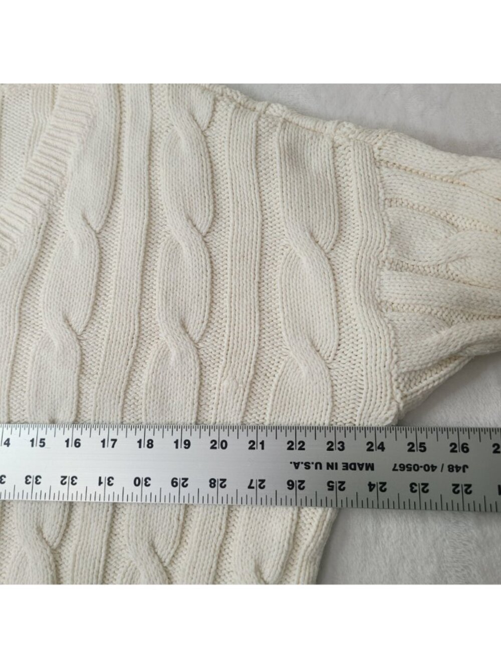Madewell Women's Cream Cable Knit V-Neck Sweater Size L - Picture 4 of 8